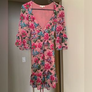 For Love & Lemons Long Sleeve Pink Floral Dress